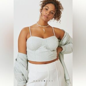 Anthropologie Green Striped Crop Top